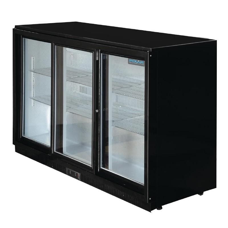Botellero trasbarra negro 3 puertas cristal correderas 330L Polar GL006 Polar Refrigeration - Soluciones Hosteleras