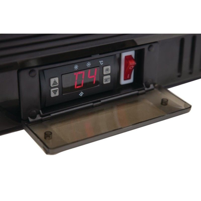 Botellero negro frente mostrador 2 puertas cristal pivotantes 208L Polar GL002 Polar Refrigeration - Soluciones Hosteleras
