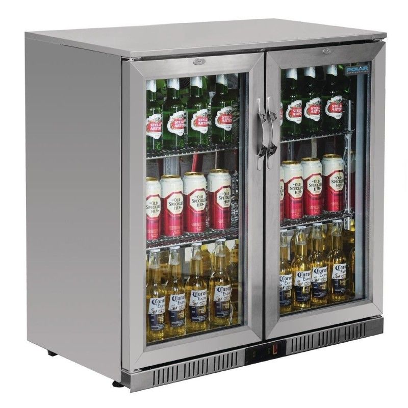 Botellero trasbarra acero inox 2 puertas cristal pivotantes 208L Polar GL008 Polar Refrigeration - Soluciones Hosteleras