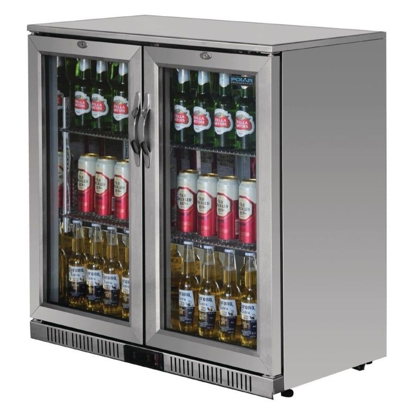 Botellero trasbarra acero inox 2 puertas cristal pivotantes 208L Polar GL008 Polar Refrigeration - Soluciones Hosteleras