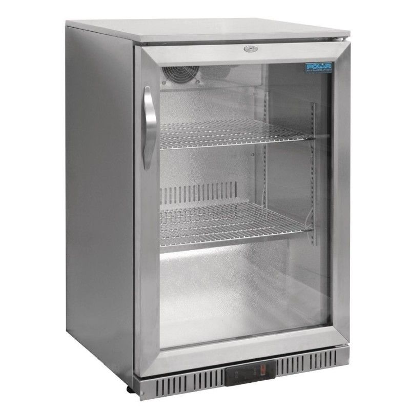 Botellero de bar de acero inoxidable 1 puerta cristal 138L Polar GL007 Polar Refrigeration - Soluciones Hosteleras