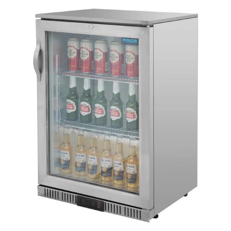 Botellero de bar de acero inoxidable 1 puerta cristal 138L Polar GL007 Polar Refrigeration - Soluciones Hosteleras