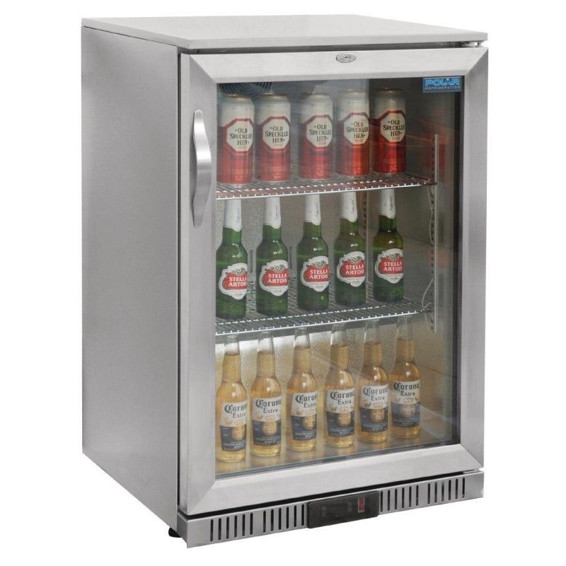 Botellero de bar de acero inoxidable 1 puerta cristal 138L Polar GL007 Polar Refrigeration - Soluciones Hosteleras