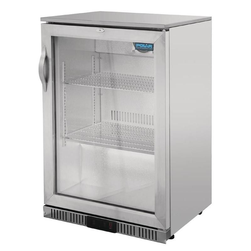 Botellero de bar de acero inoxidable 1 puerta cristal 138L Polar GL007 Polar Refrigeration - Soluciones Hosteleras