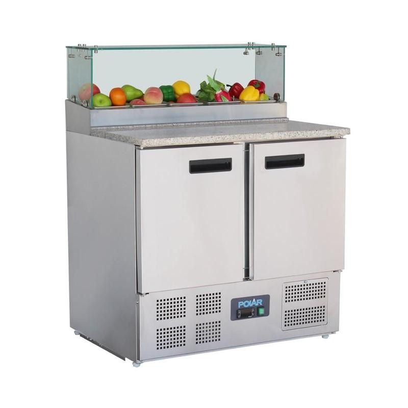Mesa fría de preparación con vitrina para ingredientes 2 puertas Polar GH266 Polar Refrigeration - Soluciones Hosteleras