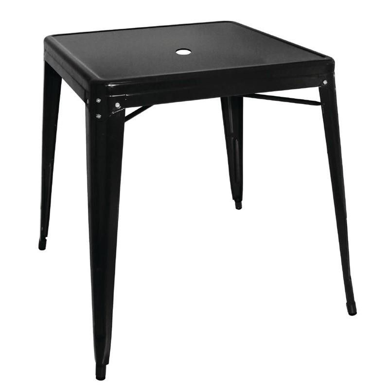 Mesa Bistro cuadrada de acero galvanizado negro espacial Bolero GC867 Bolero - Soluciones Hosteleras