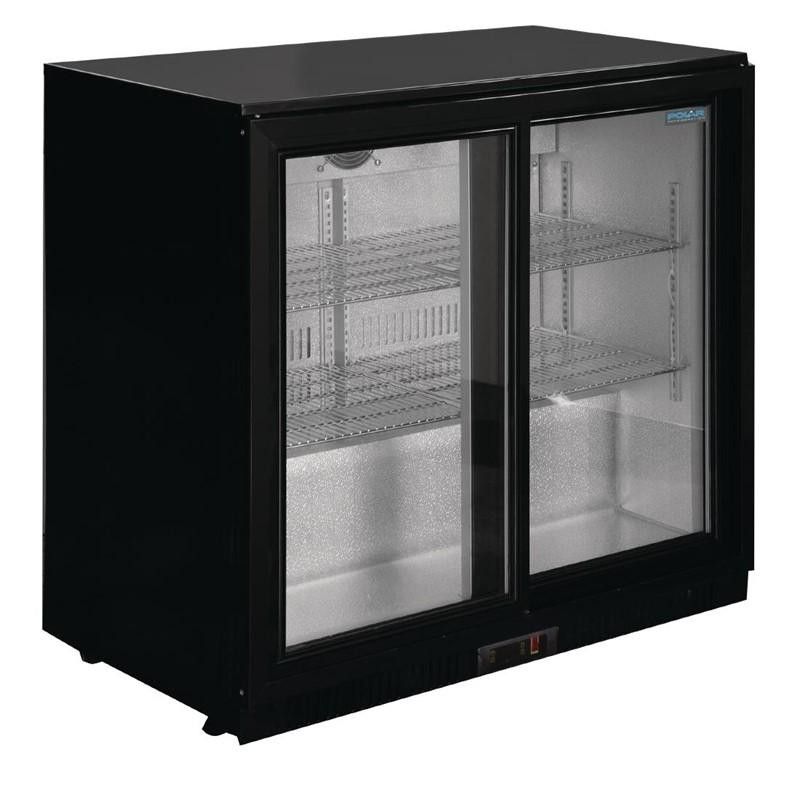 Botellero trasbarra negro 2 puertas cristal correderas 198L Polar GL010 Polar Refrigeration - Soluciones Hosteleras