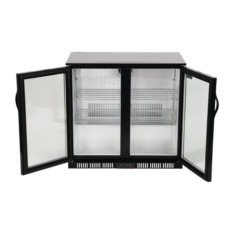 Botellero trasbarra negro 2 puertas cristal pivotantes 198L Polar GL012 Polar Refrigeration - Soluciones Hosteleras