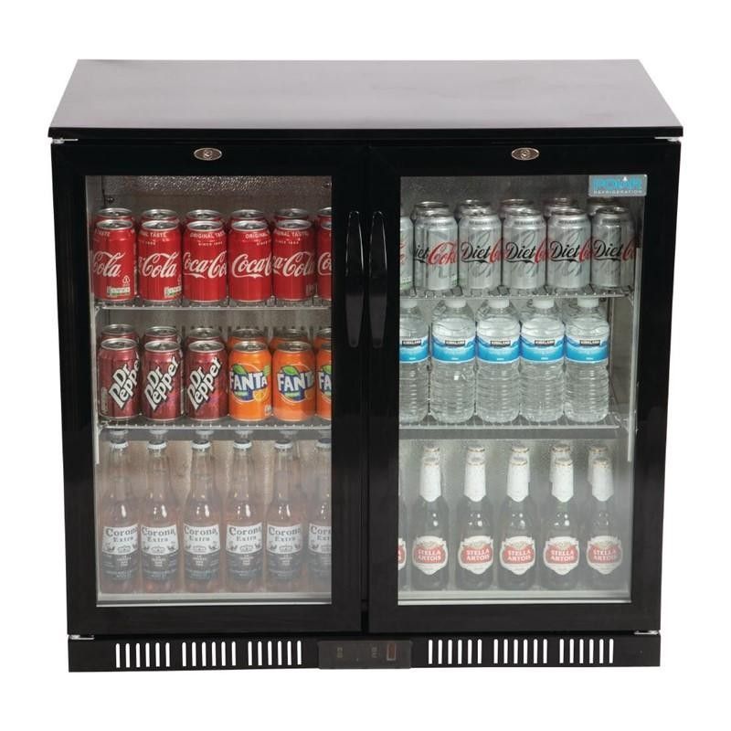 Botellero trasbarra negro 2 puertas cristal pivotantes 198L Polar GL012 Polar Refrigeration - Soluciones Hosteleras