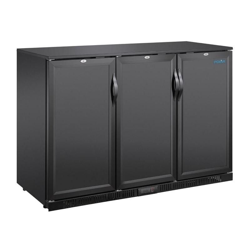 Botellero negro 3 puertas macizas pivotantes 320L. 85cm(Alto) Polar GE999 Polar Refrigeration - Soluciones Hosteleras