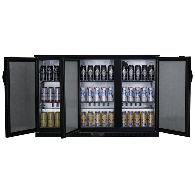 Botellero negro 3 puertas macizas pivotantes 320L. 85cm(Alto) Polar GE999 Polar Refrigeration - Soluciones Hosteleras