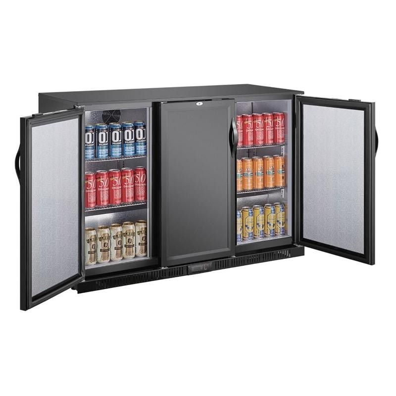 Botellero negro 3 puertas macizas pivotantes 320L. 85cm(Alto) Polar GE999 Polar Refrigeration - Soluciones Hosteleras