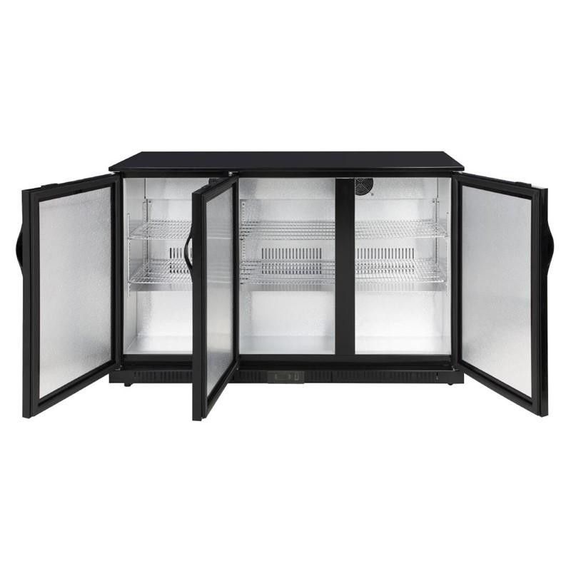 Botellero negro 3 puertas macizas pivotantes 320L. 85cm(Alto) Polar GE999 Polar Refrigeration - Soluciones Hosteleras