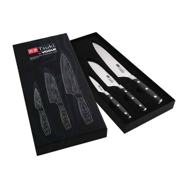 Juego de 3 cuchillos Tsuki Serie 7 CR403 Vogue - Soluciones Hosteleras