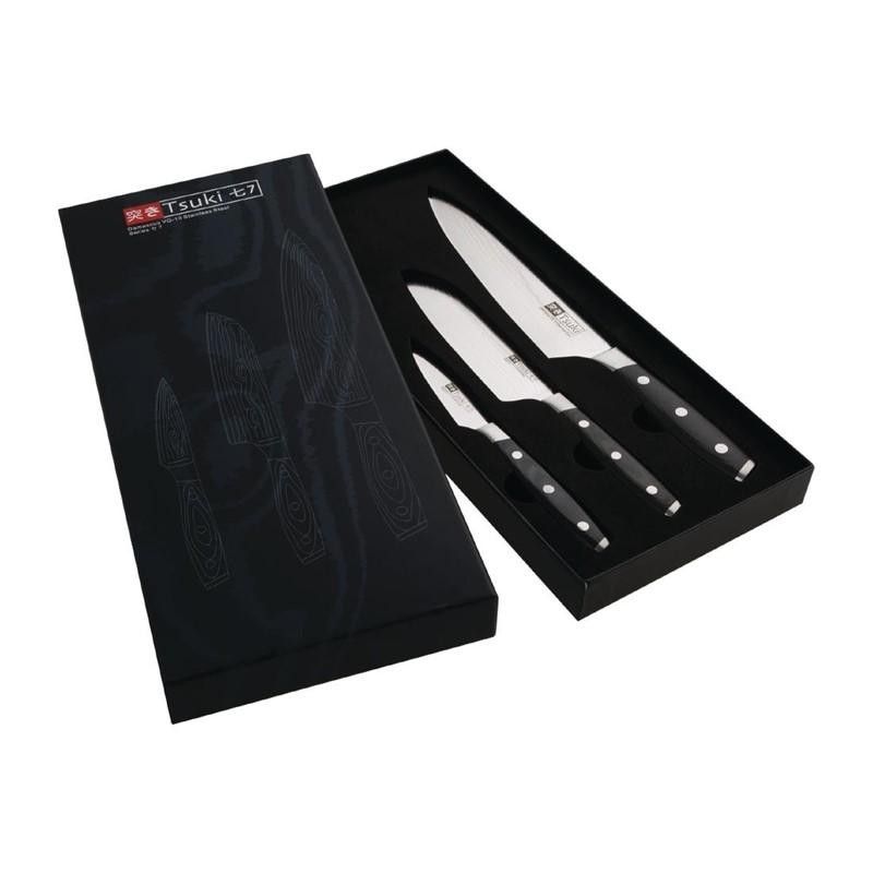 Juego de 3 cuchillos Tsuki Serie 7 CR403 Vogue - Soluciones Hosteleras