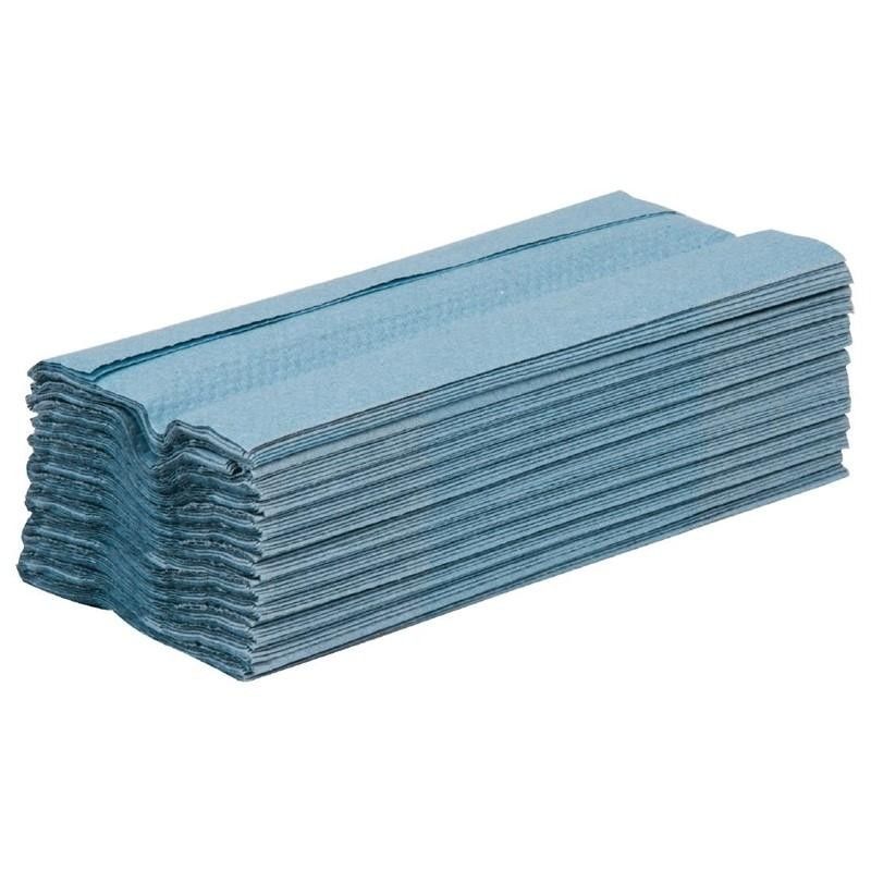 Toalla de manos plegada en C azul Jantex (Caja de 2.648