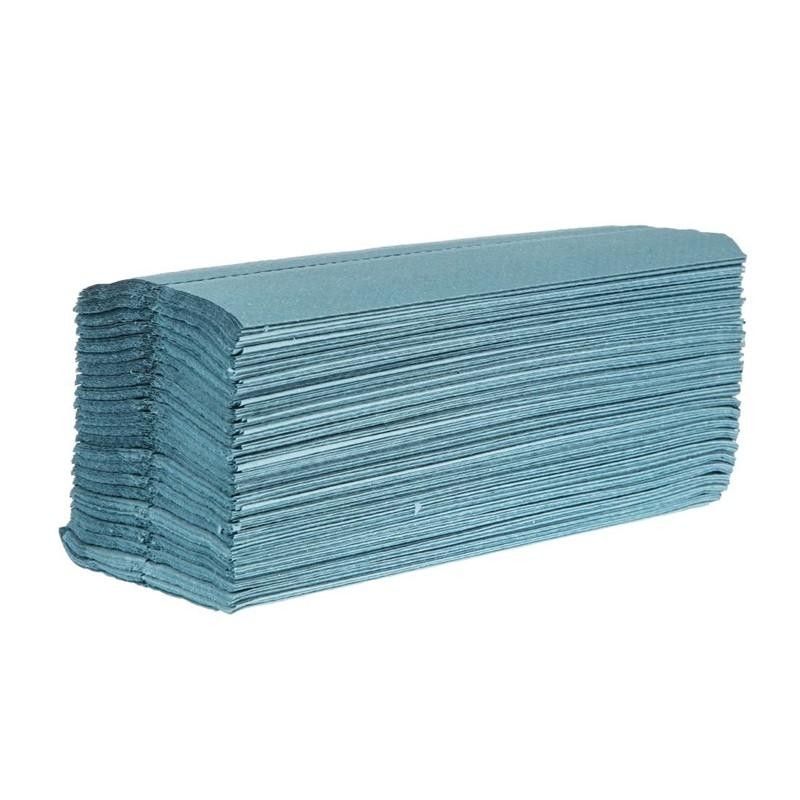 Toalla de manos plegada en C azul Jantex (Caja de 2.648