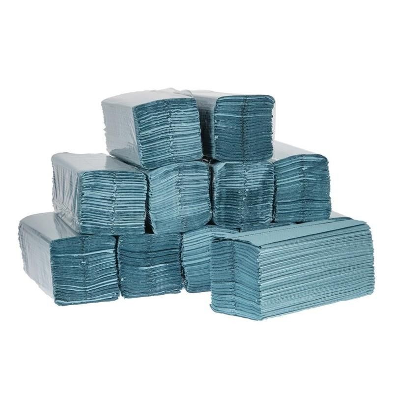Toalla de manos plegada en C azul Jantex (Caja de 2.648