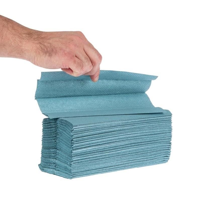 Toalla de manos plegada en C azul Jantex (Caja de 2.648