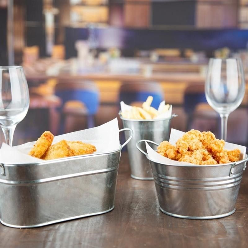 Mini cubo de acero galvanizado para presentación de alimentos