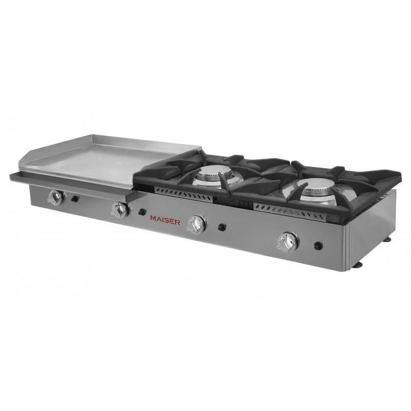 Cocina a Gas 2 fuegos con plancha 60 rectificada Maiser CG26R 