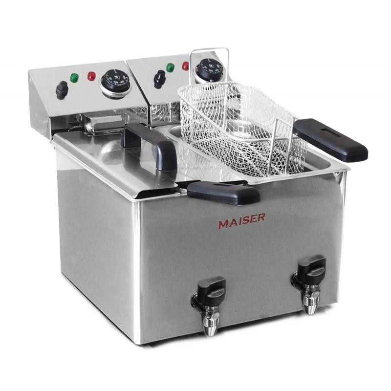 Freidora eléctrica de 4+4 litros con grifo Maiser F6/4GX2 