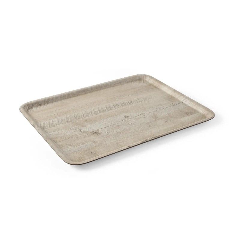 Bandeja de servicio rectangular de melamina luz de madera