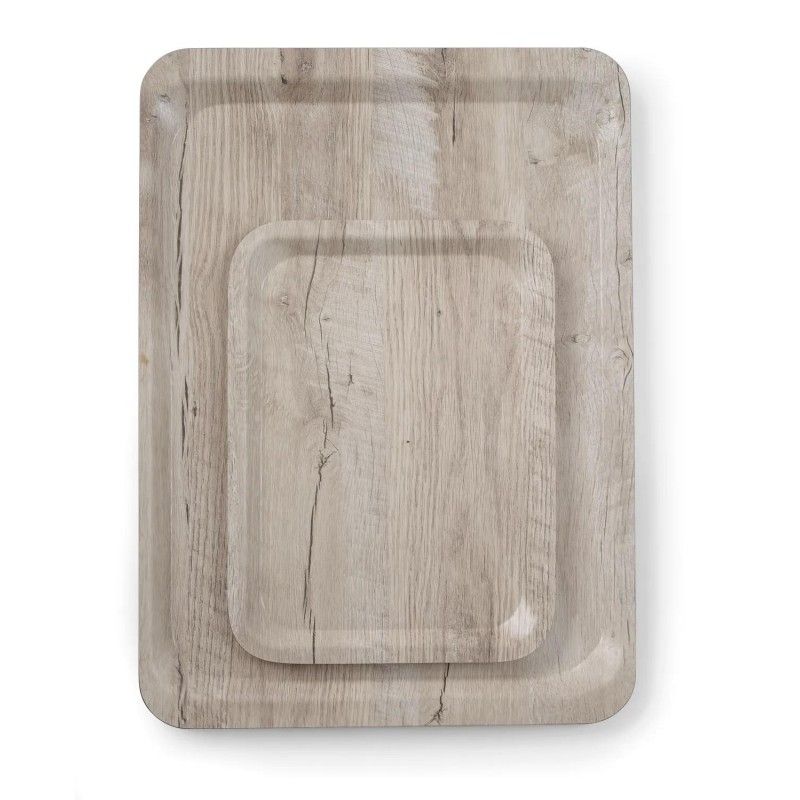 Bandeja de servicio rectangular de melamina luz de madera