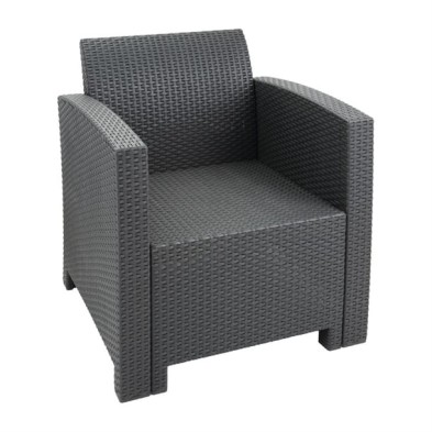 Juego de 2 sillones y mesa de terraza efecto ratán Bolero DR309 