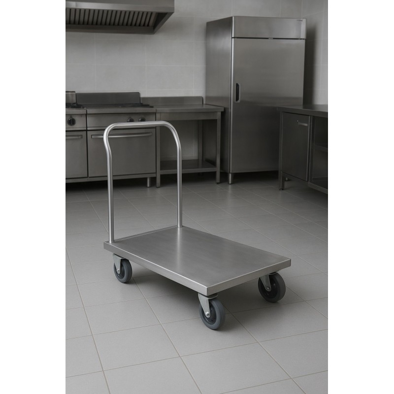 Carro plataforma de acero inoxidable con asa fija 50300 
