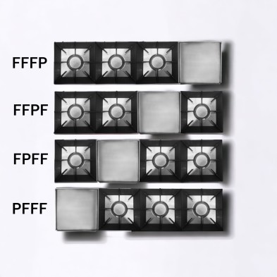 Cocina a gas 3 fuegos con plancha 40 rectificada 8 mm CG8R34 