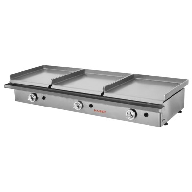 Plancha gas triple placa 40x3 acero rectificado de 8 mm.