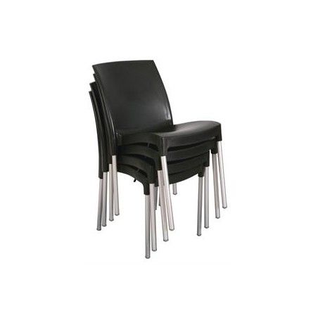 Juego de 4 sillas aluminio y polipropileno negra Bolero apilable GJ976 Bolero - Soluciones Hosteleras