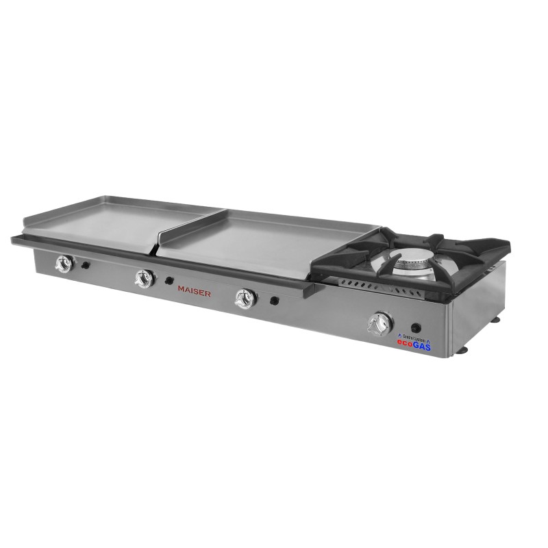 Plancha ecogas 60+60 acero rectificado de 8 mm con fogón