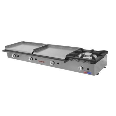 Plancha ecogas 60+60 acero rectificado de 8 mm con fogón