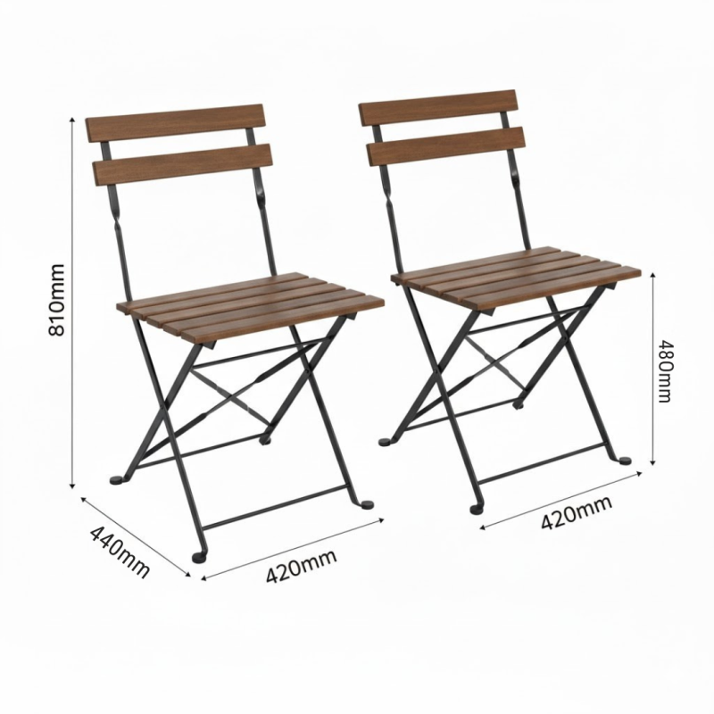 Juego de 2 sillas de terraza imitación madera plegables Bistro Bolero GJ766 Bolero - Soluciones Hosteleras