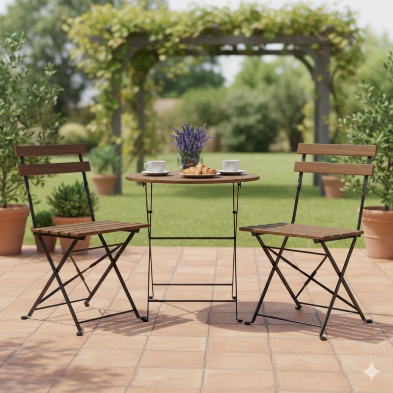 Juego de 2 sillas de terraza imitación madera plegables Bistro Bolero GJ766 Bolero - Soluciones Hosteleras