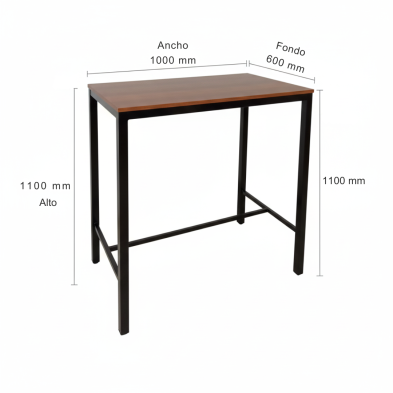 Mesa alta rectangular Troya color Nogal Hobeto 167389 Hobeto - Soluciones Hosteleras