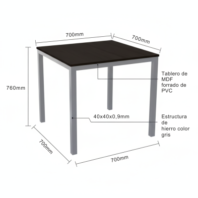 Mesa baja cuadrada 70x70cm. Troya color Negro Hobeto 163825 Hobeto - Soluciones Hosteleras