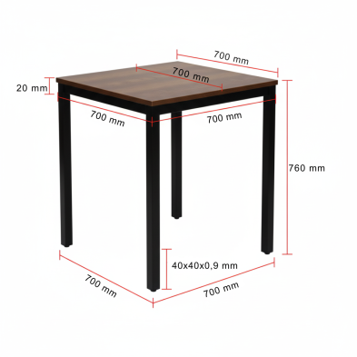 Mesa baja cuadrada 70x70cm. Troya color Nogal Hobeto 163833 Hobeto - Soluciones Hosteleras