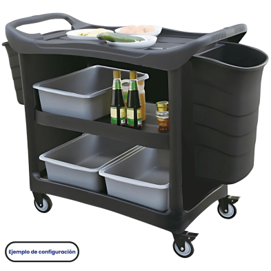 Carro de servicio panelado Deluxe Cart 3 estantes cerrado 8179B 
