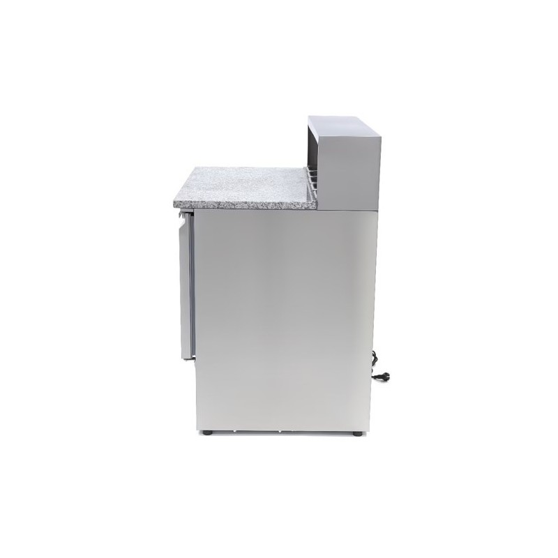 Mesas Refrigerado para Pizzas Preparacion - 90cm - 2 Puertas - para 5 x 1/6 GN - incl Tapa de Acero Inoxidable Máxima - Solucion