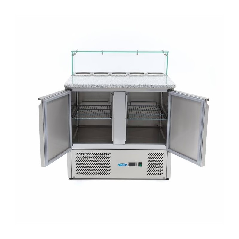 Mesa Fría de Ingredientes para Pizza - 2 Puertas - 5 x 1/6 GN - Tapa de Cristal 9400207 Máxima - Soluciones Hosteleras