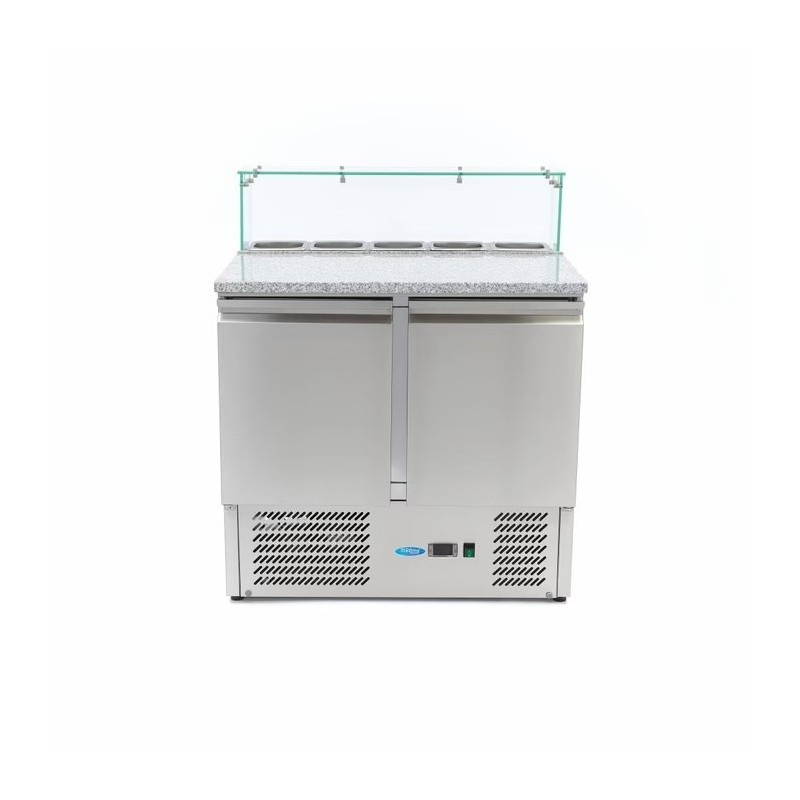 Mesa Fría de Ingredientes para Pizza - 2 Puertas - 5 x 1/6 GN - Tapa de Cristal 9400207 Máxima - Soluciones Hosteleras