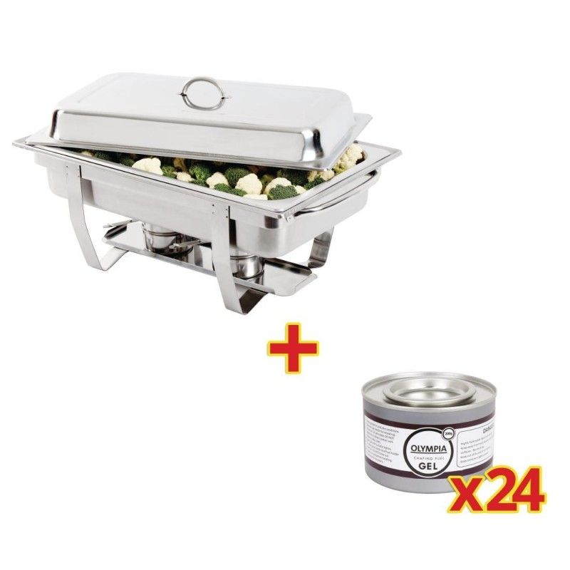 Juego de Chafing dish Milan Olympia y 24 cargas de combustible S600 Olympia - Soluciones Hosteleras