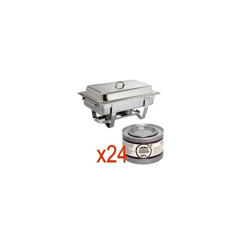 Juego de Chafing dish Milan Olympia y 24 cargas de combustible S600 Olympia - Soluciones Hosteleras
