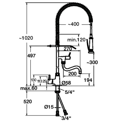 Grifo Monomando Profesional de Acero Inoxidable 40L-1801B Bartscher 400123 Bartscher - Soluciones Hosteleras