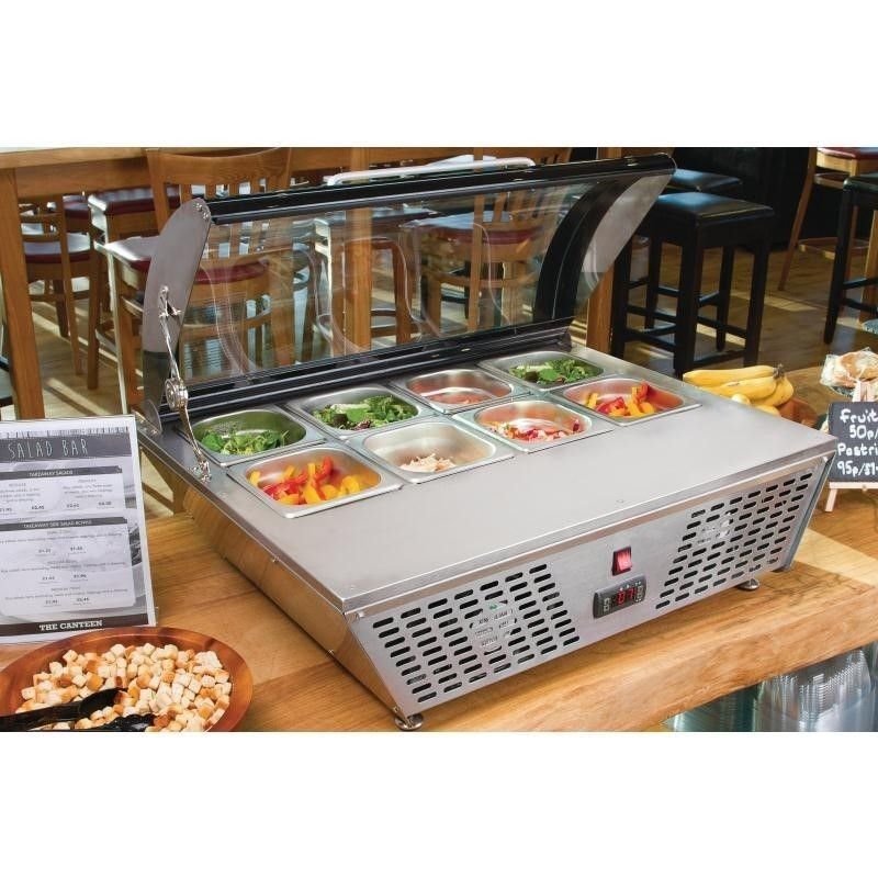 Mesa de preparación Polar con tabla de corte y tapa curvada de cristal GP293 Polar Refrigeration - Soluciones Hosteleras