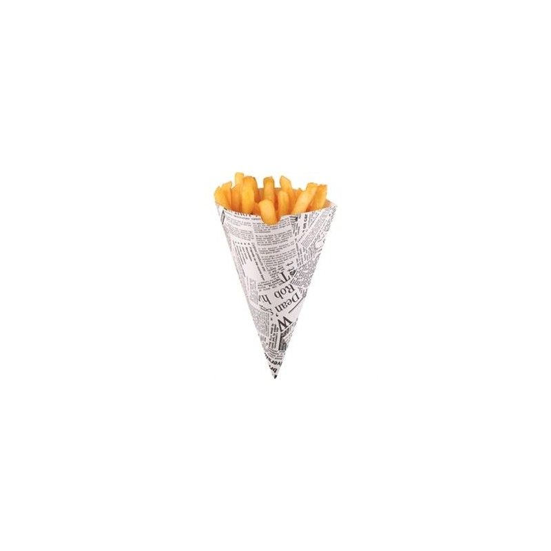 Cucurucho de papel biodegradable para patatas (Caja de 1000) CE230  - Soluciones Hosteleras