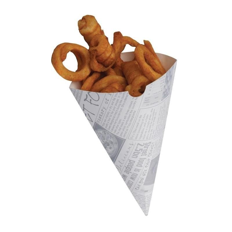 Cucurucho de papel biodegradable para patatas (Caja de 1000) CE230  - Soluciones Hosteleras